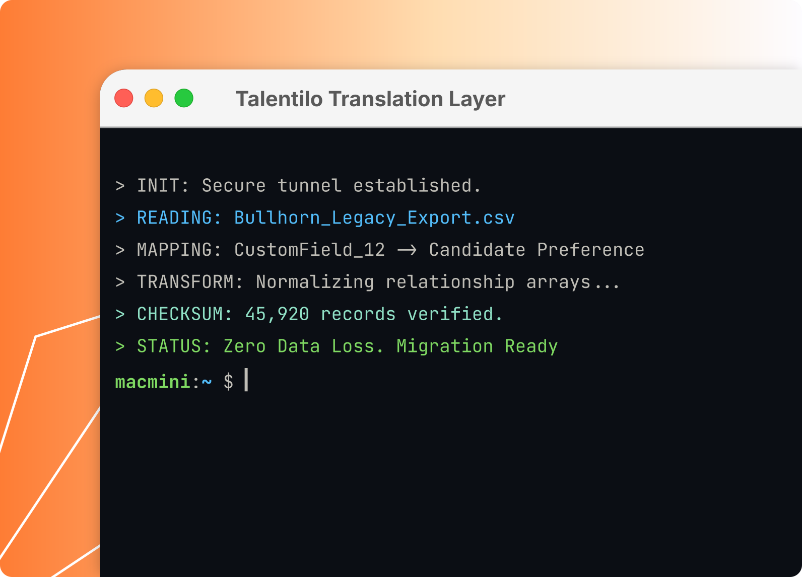 The Talentilo translation layer mapping a legacy export